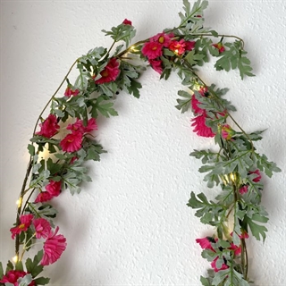 LED Lyskæde med røde blomster og blade